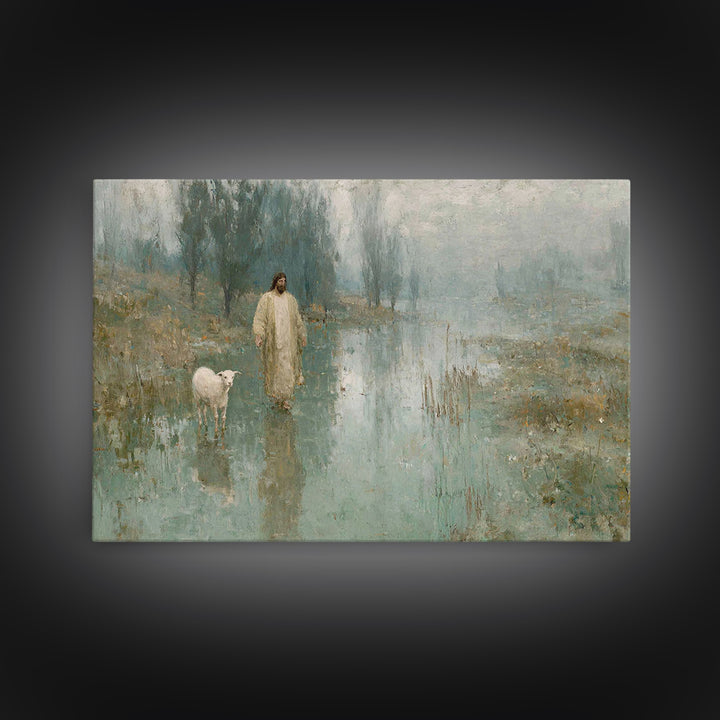 Quiet Meadow Light | Framed Canvas Print | Christian Art Canvas | Jesus Painting | Moody Christian Art | Christian Wall Art