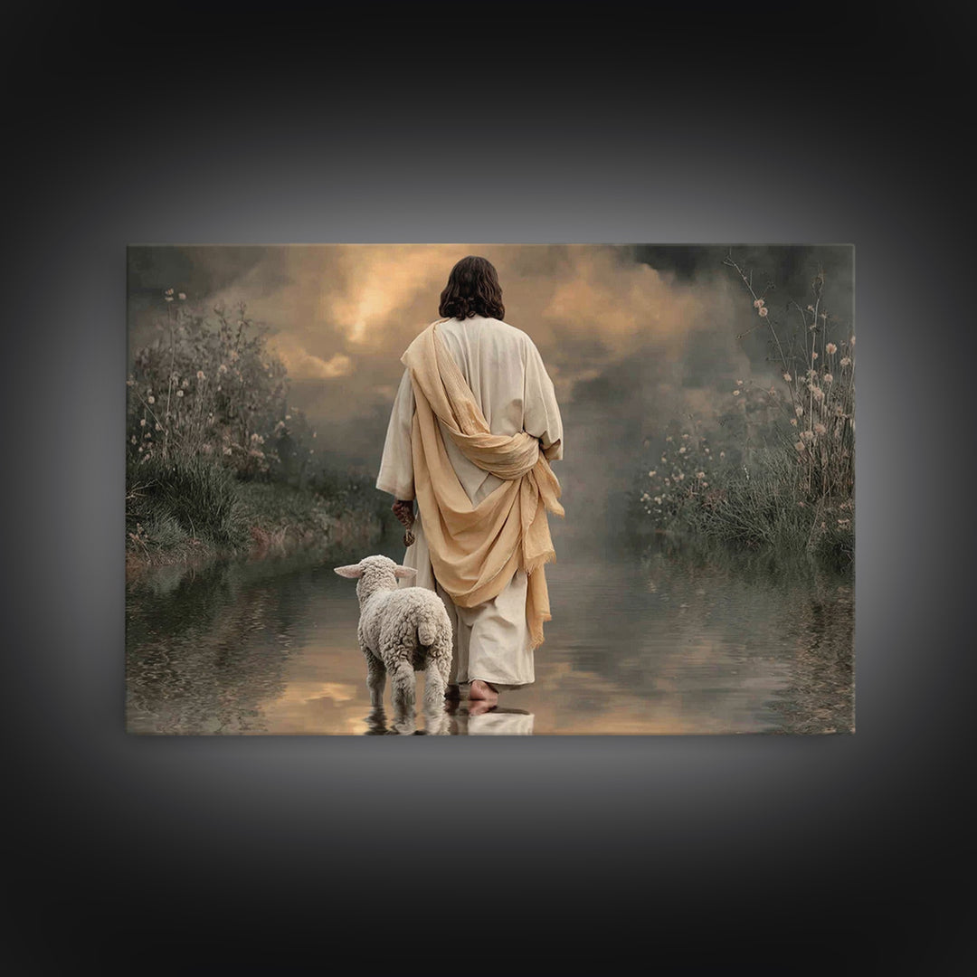 Silent Valley Path, Framed Canvas Print, Christian Art Canvas, Jesus Painting, Christian Wall Art, Unique Christian Art