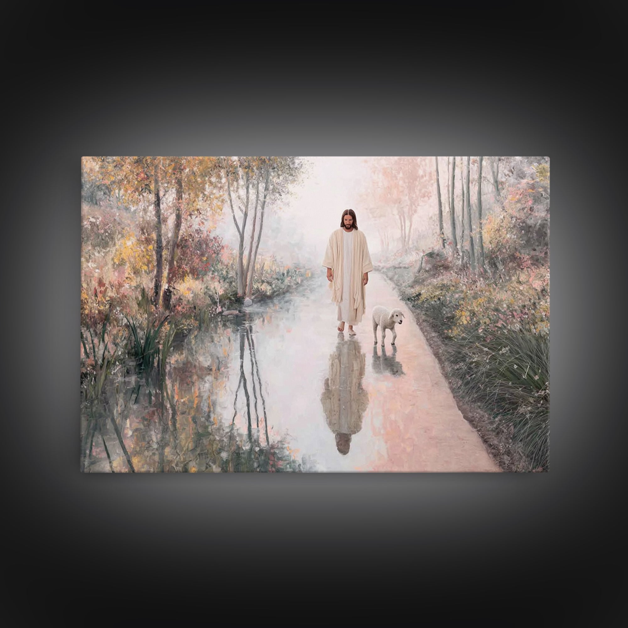 Evening Light Guide - Framed Canvas Print - Jesus Painting - Christian Art Canvas - Christian Wall Art - Moody Christian Art