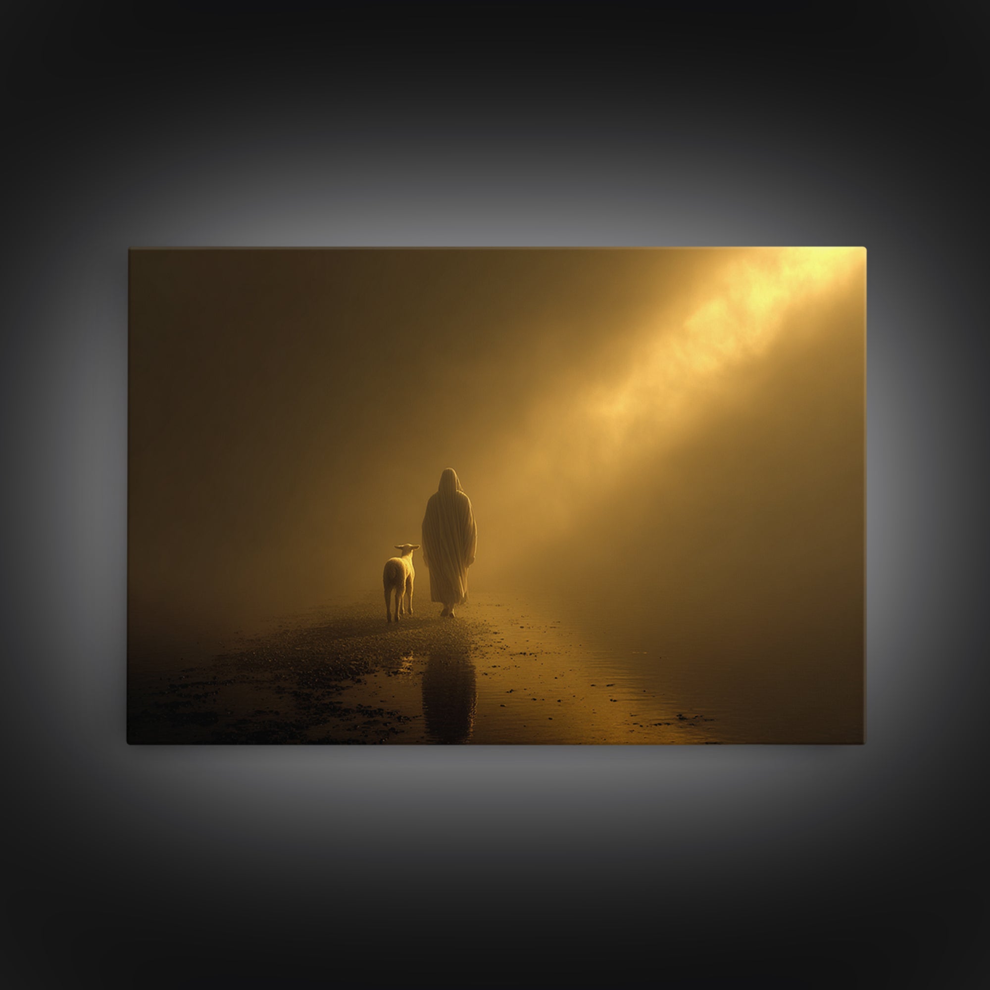 Autumn Shepherd Peace | Framed Canvas Print | Christian Art Canvas | Christian Wall Art | Jesus Painting | Vintage Christian Art