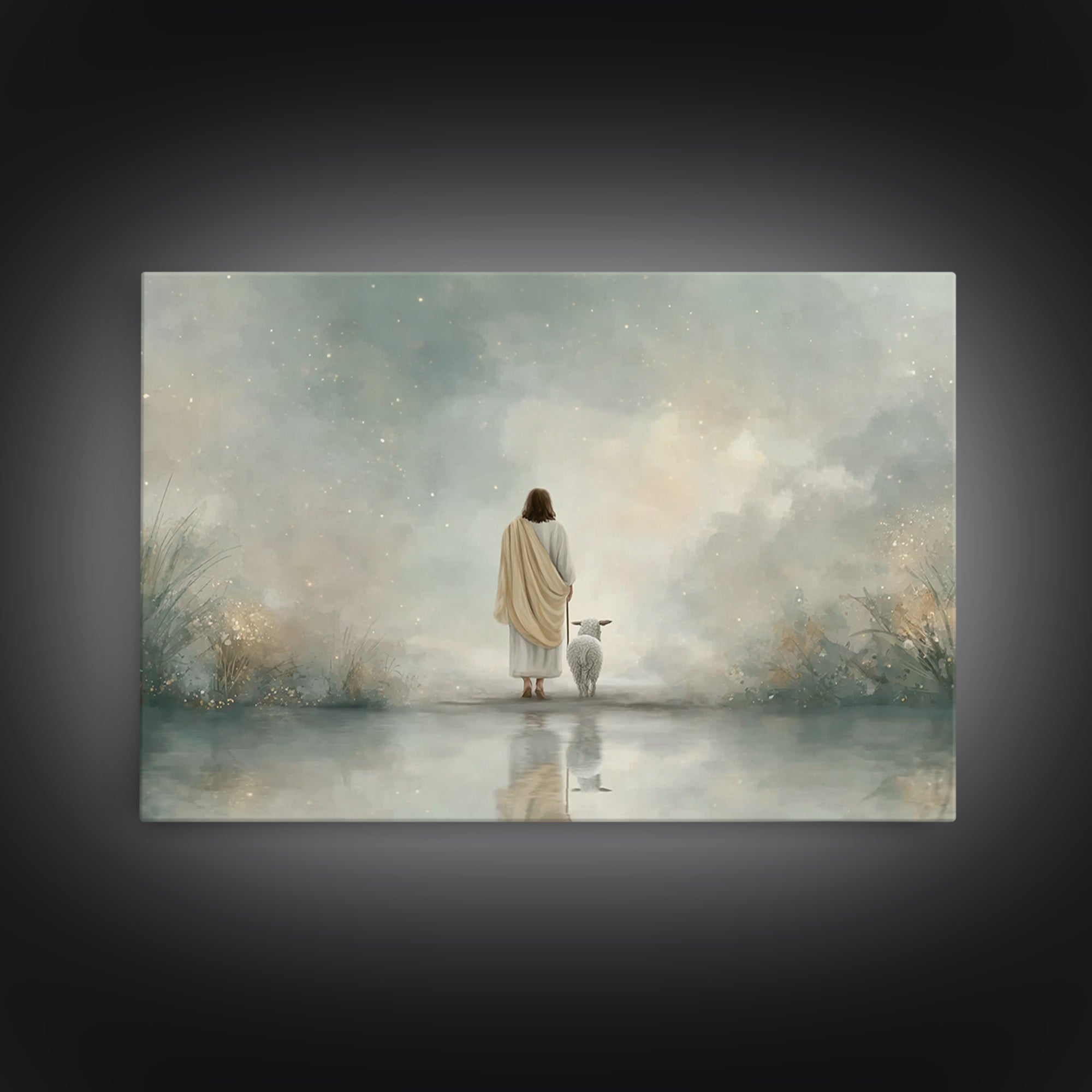 Heaven’s Gentle Shore – Framed Canvas Print – Christian Wall Art – Jesus Painting – Christian Art Canvas – Subtle Christian Art