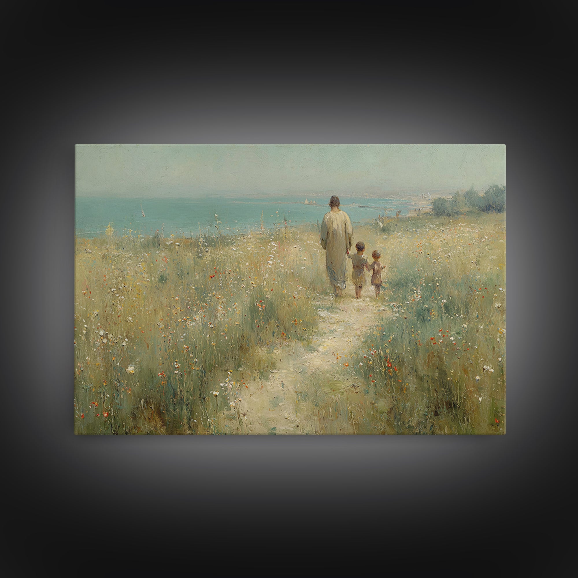 Field Of Promise | Framed Canvas Print | Christian Art Canvas | Jesus Painting | Christian Wall Art | Vintage Christian Art
