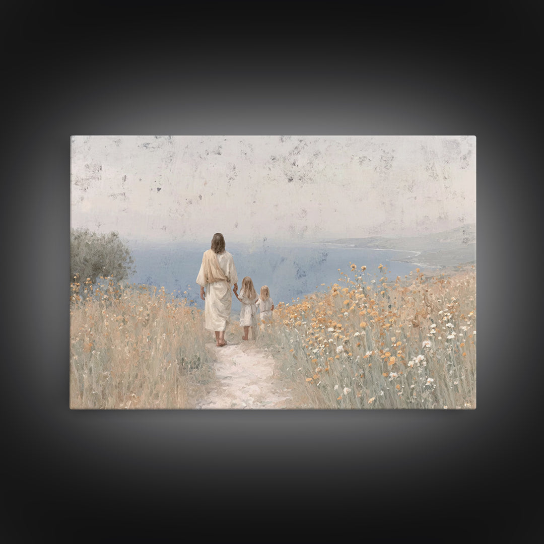 Path Of Grace, Framed Canvas Print, Christian Wall Art, Christian Art Canvas, Jesus Painting, Minimalist Christian Art