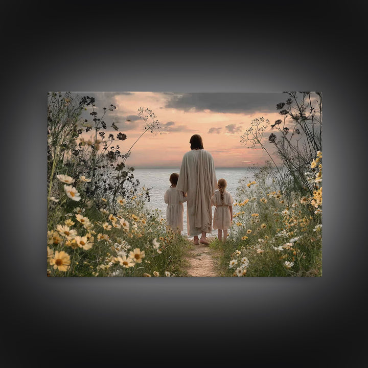 Sunset Of Mercy – Framed Canvas Print – Christian Art Canvas – Jesus Painting – Christian Wall Art – Moody Christian Art