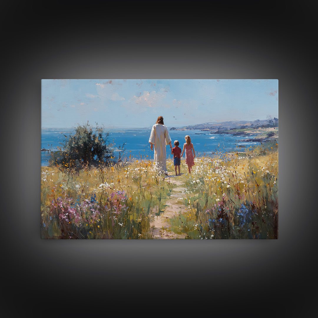 Hillside Hope, Framed Canvas Print, Christian Art Canvas, Christian Wall Art, Jesus Painting, Subtle Christian Art