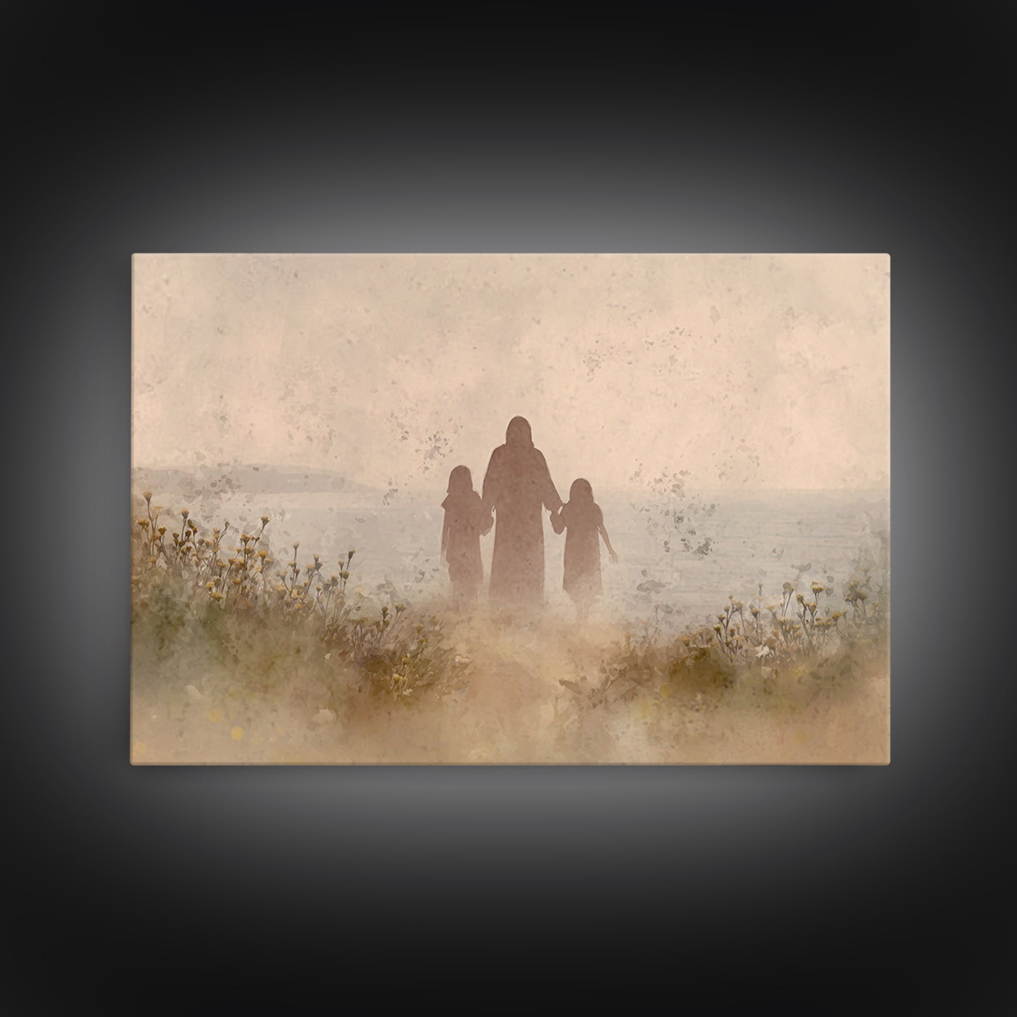 Whispered Meadow Path | Framed Canvas Print | Christian Art Canvas | Jesus Painting | Christian Wall Art | Unique Christian Art