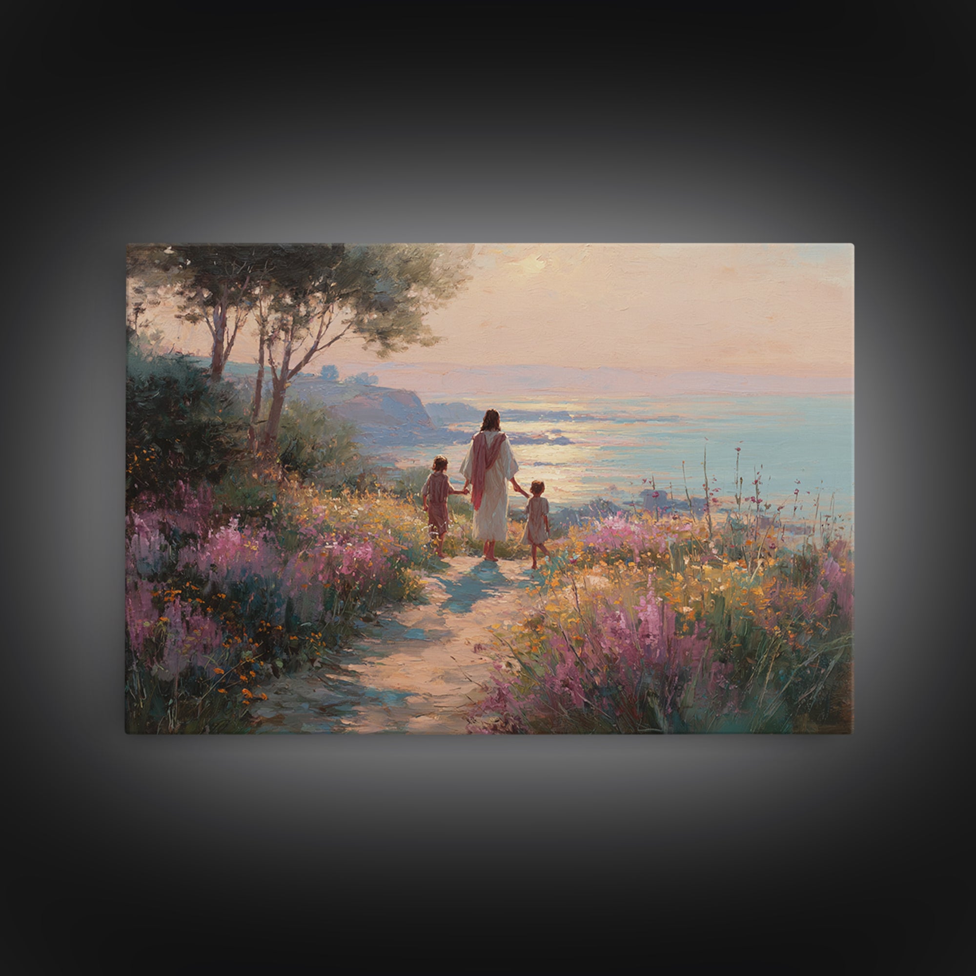 Wildflower Journey, Framed Canvas Print, Christian Art Canvas, Jesus Painting, Christian Wall Art, Modern Christian Art
