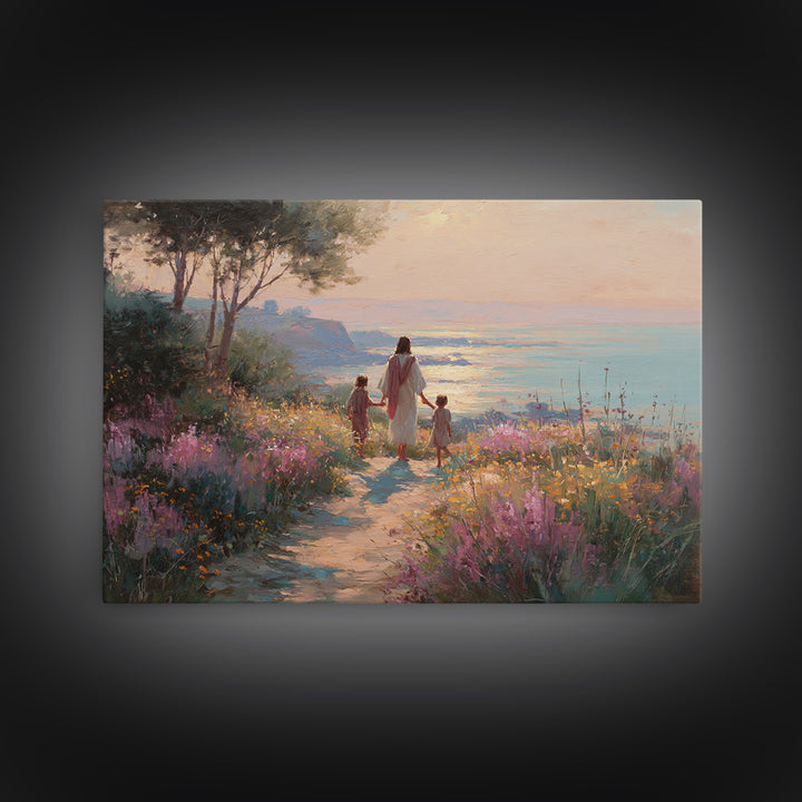 Wildflower Journey, Framed Canvas Print, Christian Art Canvas, Jesus Painting, Christian Wall Art, Modern Christian Art