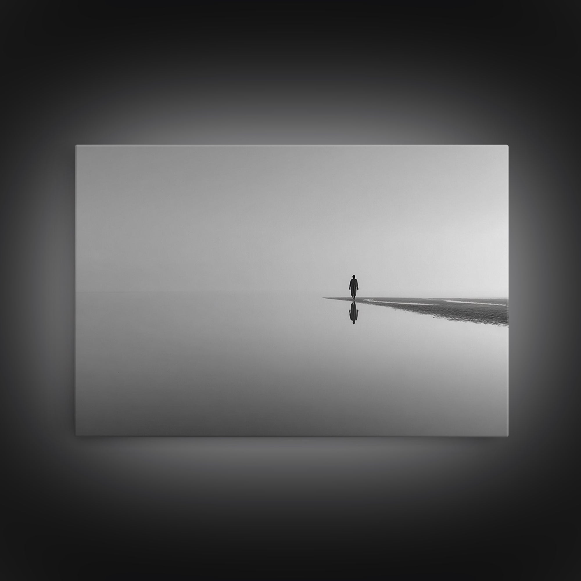 Silent Horizon, Framed Canvas Print, Christian Wall Art, Minimalist Christian Art, Jesus Painting, Christian Art Canvas, Subtle Christian A