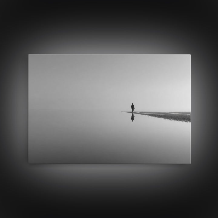 Silent Horizon, Framed Canvas Print, Christian Wall Art, Minimalist Christian Art, Jesus Painting, Christian Art Canvas, Subtle Christian A