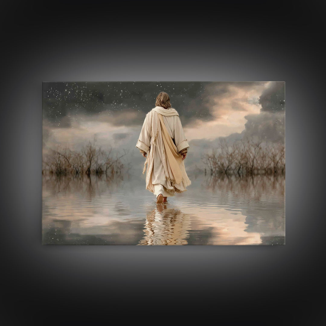 Light Of Salvation | Framed Canvas Print | Jesus Painting | Christian Art Canvas | Christian Wall Art | Modern Christian Art | Christmas Ar