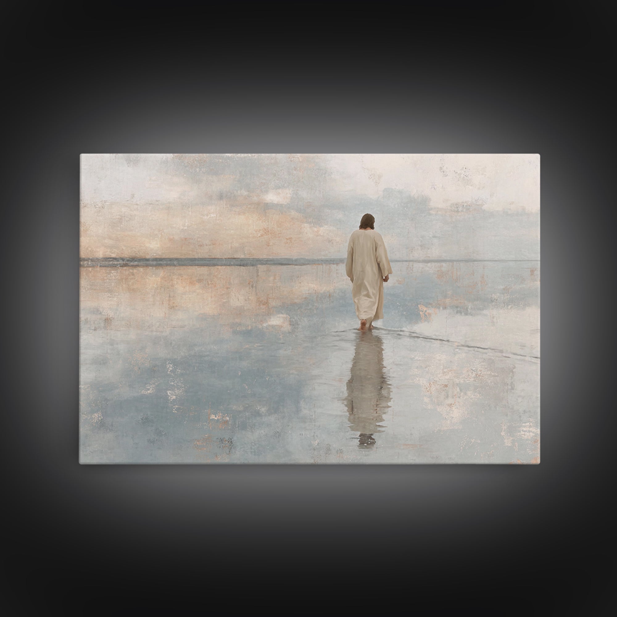 Desert Peace, Framed Canvas Print, Christian Art Canvas, Jesus Painting, Subtle Christian Art, Christian Wall Art, Christian Christmas Art