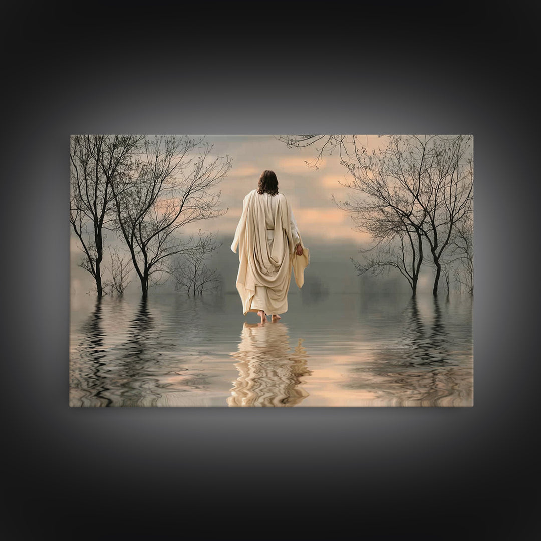 Evening Shepherd Light | Framed Canvas Print | Christian Wall Art | Jesus Painting | Christian Art Canvas | Moody Christian Art | Christian