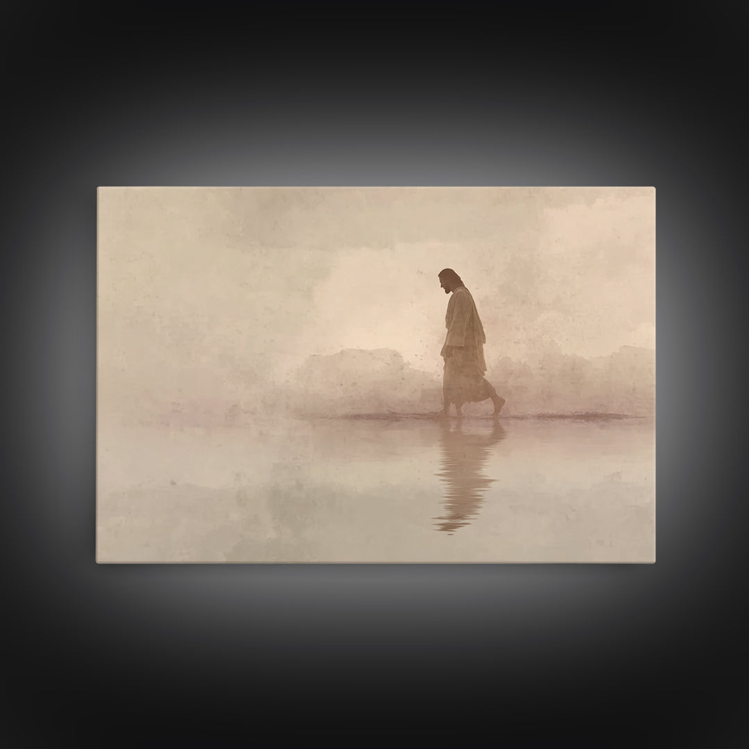 Desert Footsteps – Framed Canvas Print – Christian Art Canvas – Jesus Painting – Minimalist Christian Art – Christian Wall Art – Christian