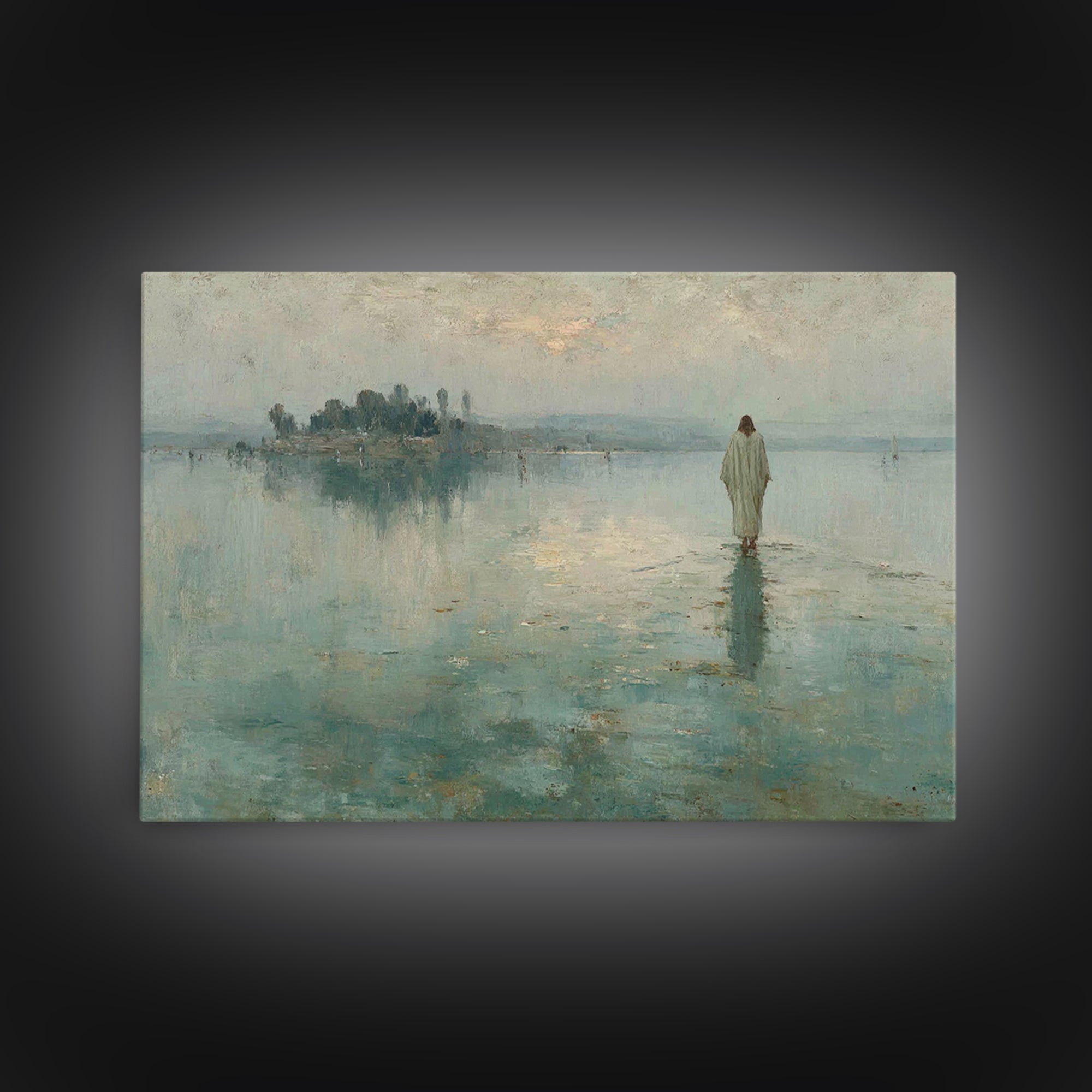 Shepherd’s Meadow – Framed Canvas Print – Christian Art Canvas – Jesus Painting – Christian Wall Art – Vintage Christian Painting – Christi