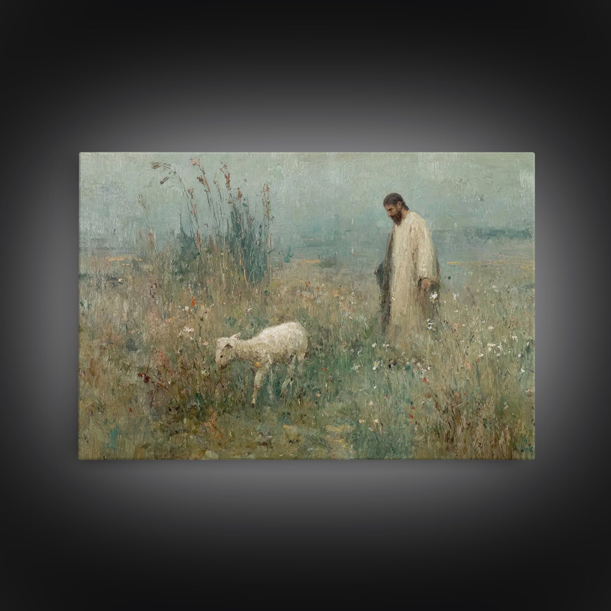 Guiding Lamb | Framed Canvas Print | Christian Art Canvas | Jesus Painting | Christian Wall Art | Christian Decoration | Christian Gift Ide