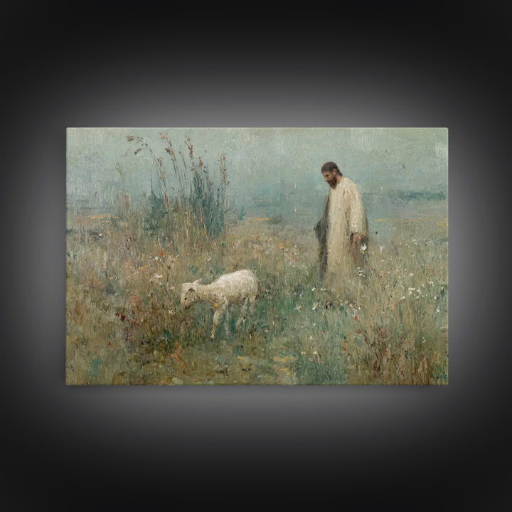 Guiding Lamb | Framed Canvas Print | Christian Art Canvas | Jesus Painting | Christian Wall Art | Christian Decoration | Christian Gift Ide