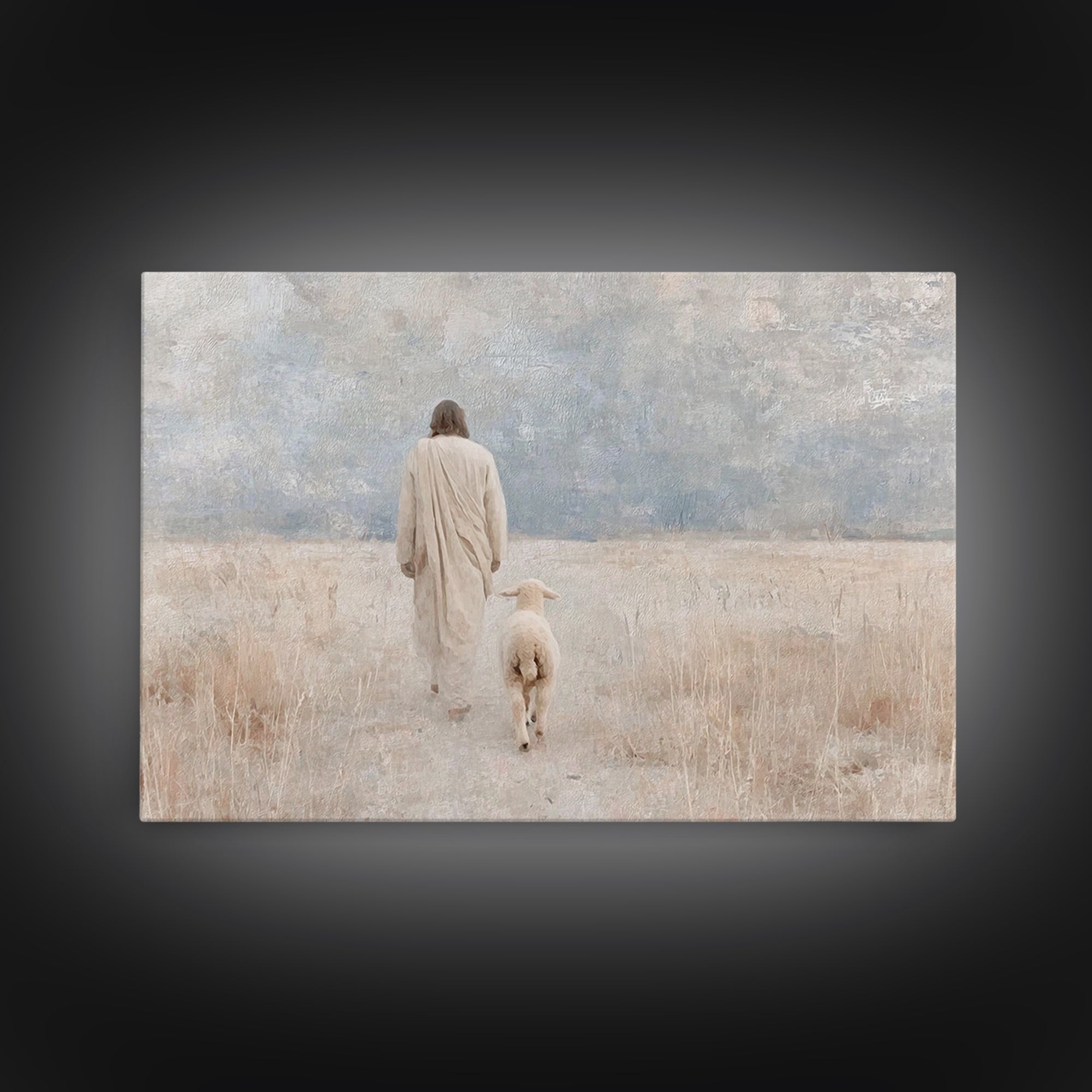Gentle Path – Framed Canvas Print – Christian Wall Art – Jesus Painting – Christian Art Canvas – Pastoral Scenery – Christian Decor for Hom