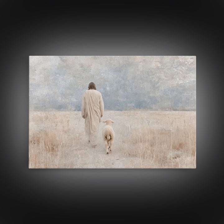 Gentle Path – Framed Canvas Print – Christian Wall Art – Jesus Painting – Christian Art Canvas – Pastoral Scenery – Christian Decor for Hom