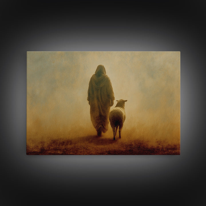 Guiding Mercy, Framed Canvas Print, Christian Wall Art, Jesus Painting Canvas, Modern Christian Art, Christian Christmas Art, Large Christi