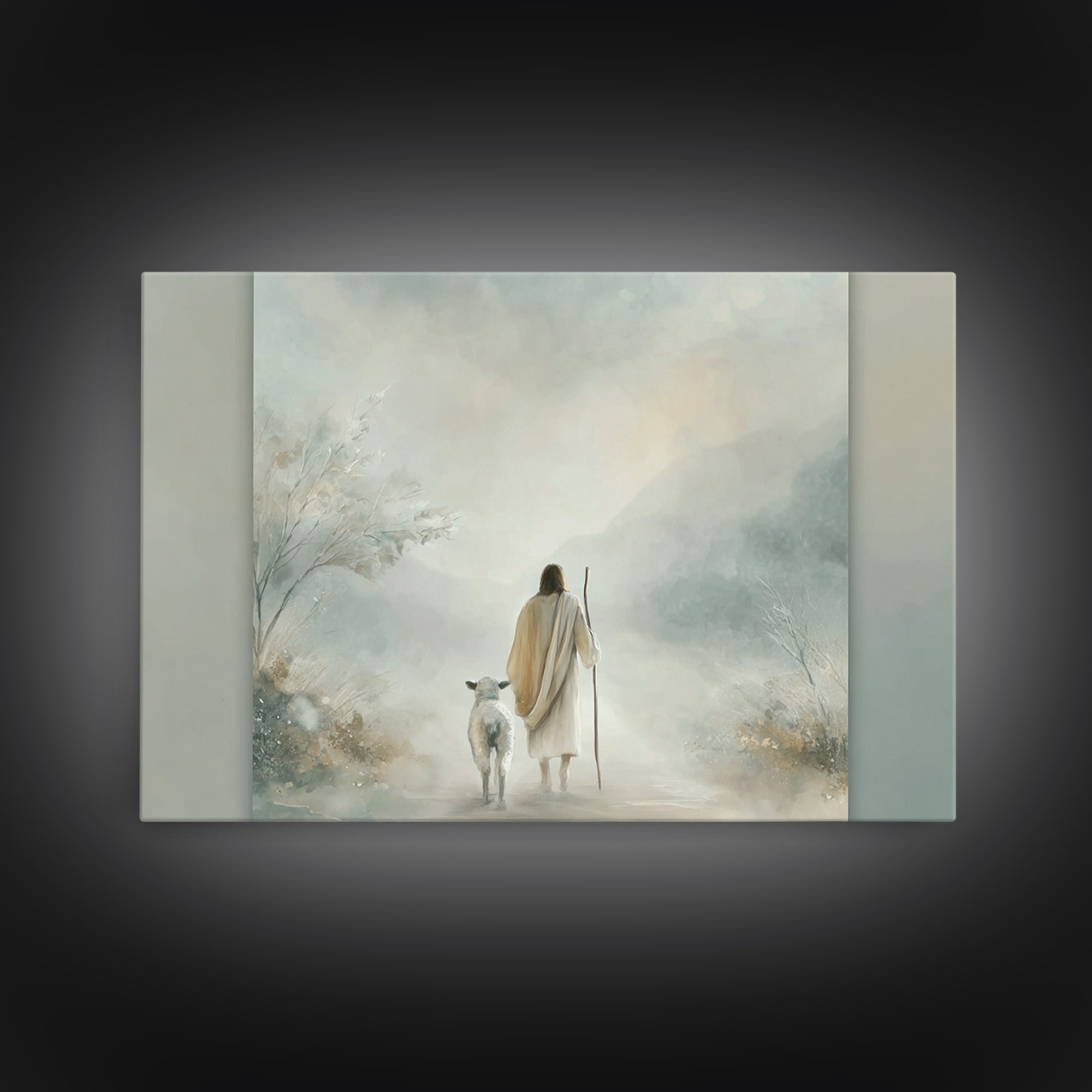 Peaceful Way – Framed Canvas Print – Christian Wall Art – Jesus Painting – Christian Art Print – Minimalist Christian Art – Christian Gift