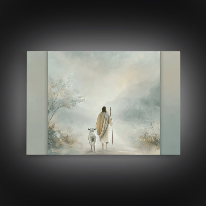 Peaceful Way – Framed Canvas Print – Christian Wall Art – Jesus Painting – Christian Art Print – Minimalist Christian Art – Christian Gift