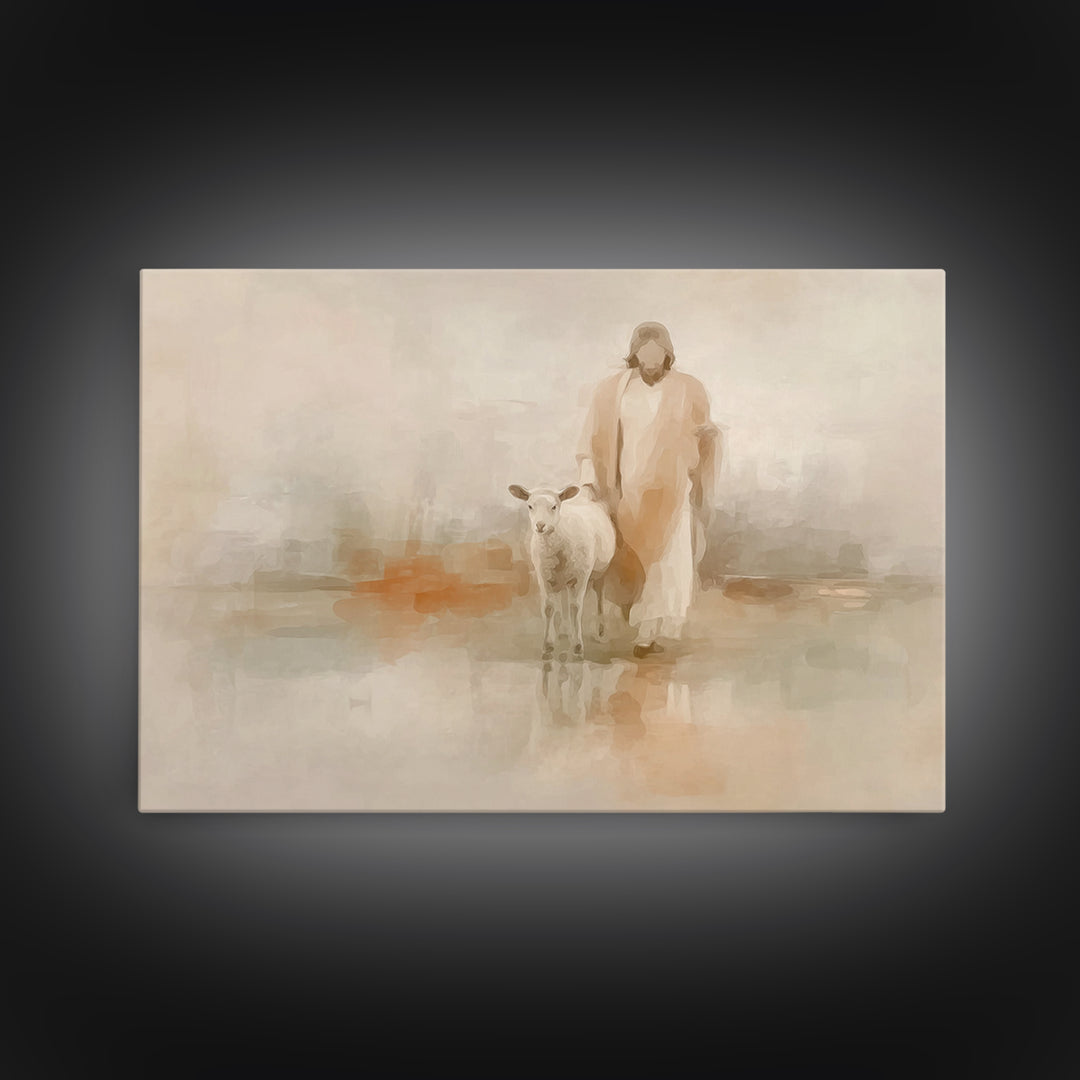 Still Waters, Framed Canvas Print, Christian Art Canvas, Jesus Painting, Subtle Christian Art, Christian Decorations, Christian Art Prints