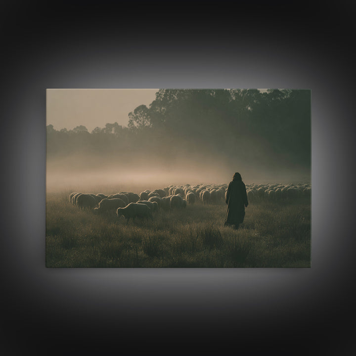 Misty Promise | Framed Canvas Print | Christian Wall Art | Christian Art Canvas | Jesus Painting | Modern Christian Art | Christian Christm
