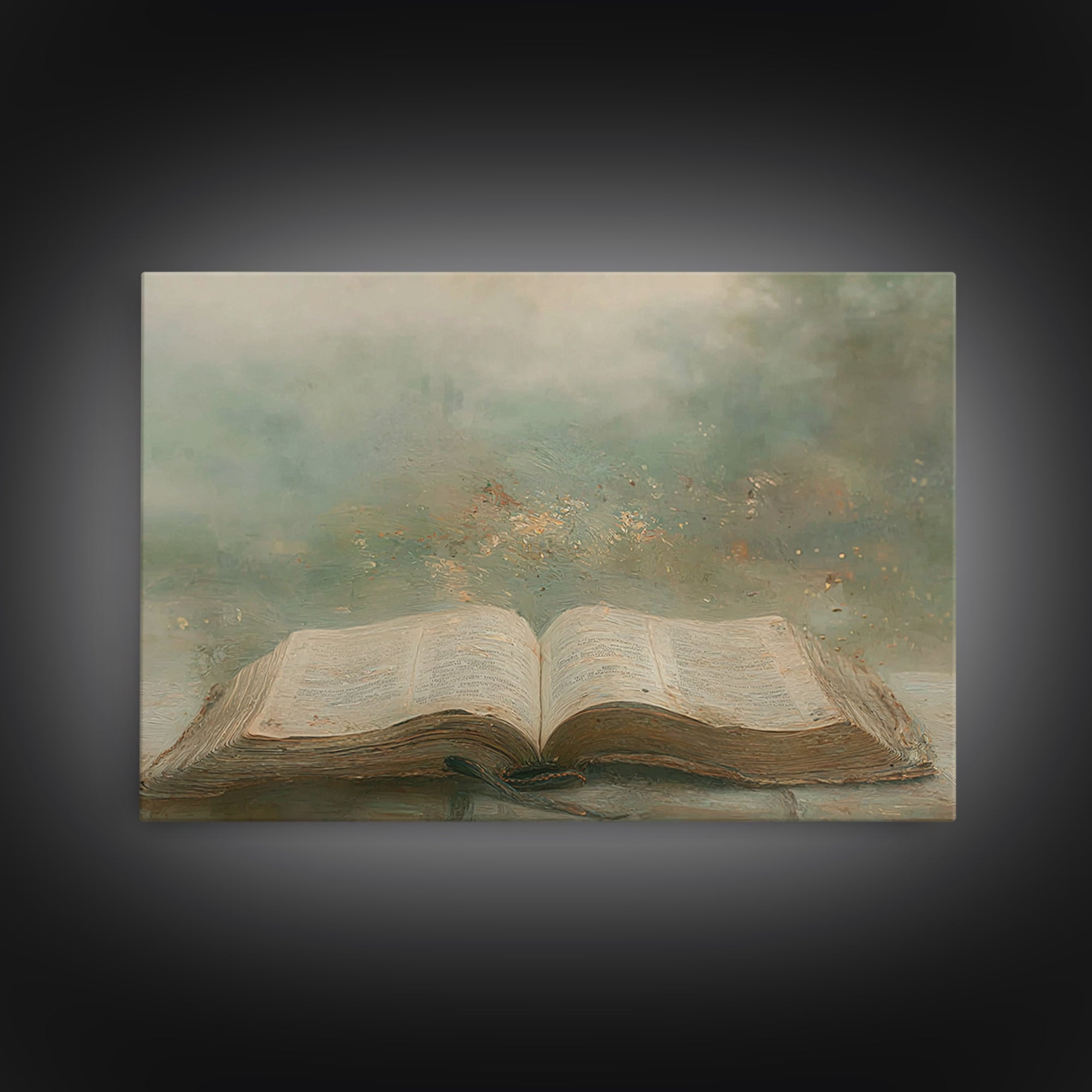 Divine Pages – Framed Canvas Print – Christian Art Print – Christian Wall Art – Christian Painting – Christian Art Canvas – Vintage Christi