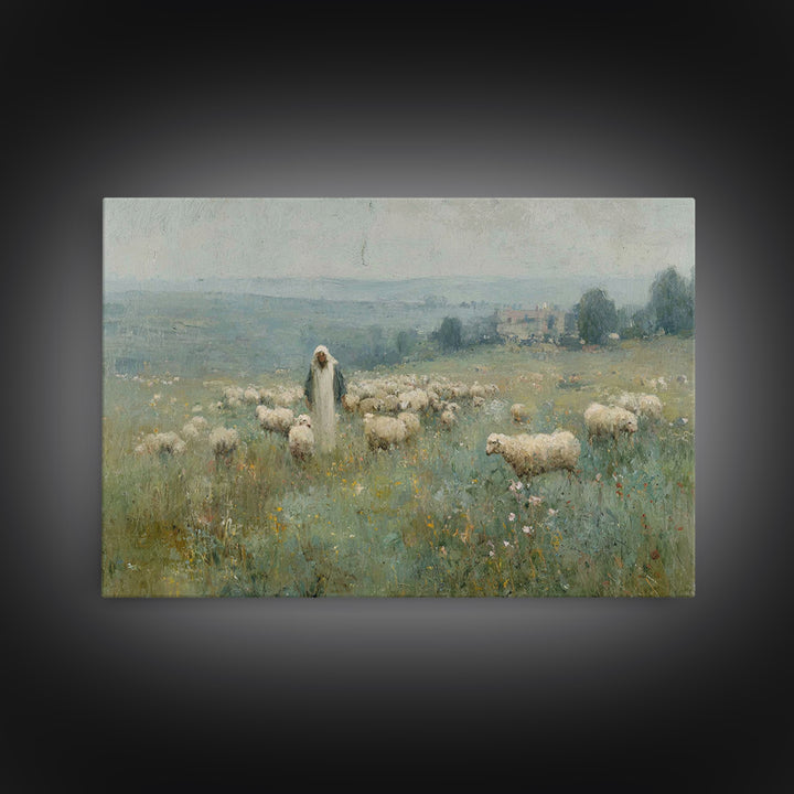 Pasture Blessing – Framed Canvas Print – Christian Art Print – Christian Wall Art – Jesus Painting – Subtle Christian Art – Christian Decor