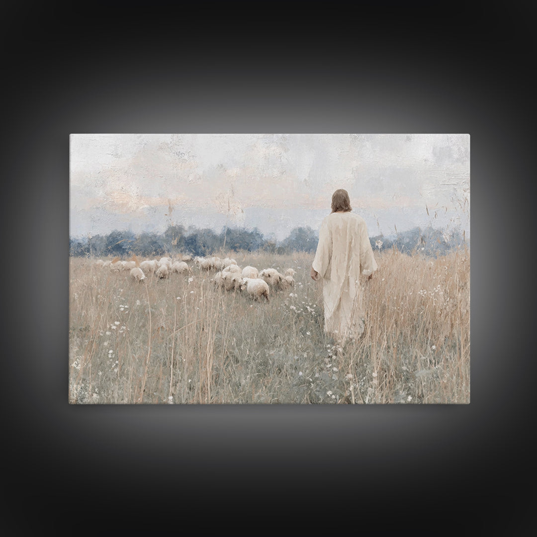 Quiet Meadow | Framed Canvas Print | Christian Wall Art | Christian Art Canvas | Jesus Painting | Minimalist Christian Art | Christian Art