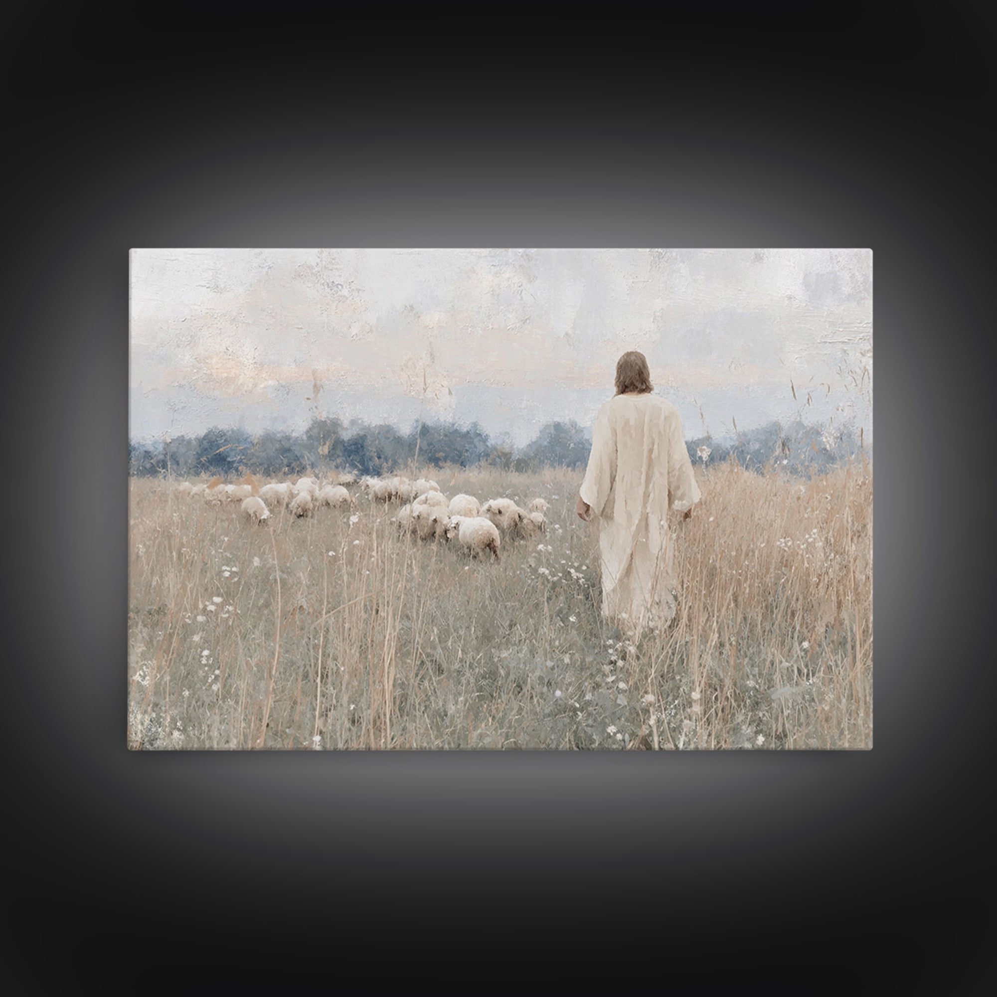 Quiet Meadow | Framed Canvas Print | Christian Wall Art | Christian Art Canvas | Jesus Painting | Minimalist Christian Art | Christian Art