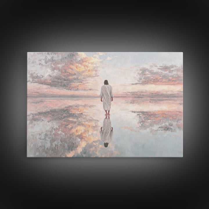 Heaven’s Reflection – Framed Canvas Print – Christian Art Canvas – Jesus Art Print – Christian Wall Art – Modern Christian Art – Christmas