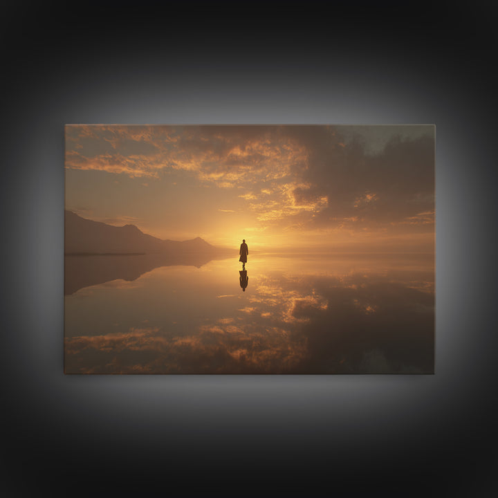 Golden Horizon – Framed Canvas Print – Christian Wall Art – Jesus Painting – Christian Art Canvas – Moody Christian Art – Christmas Art Wor