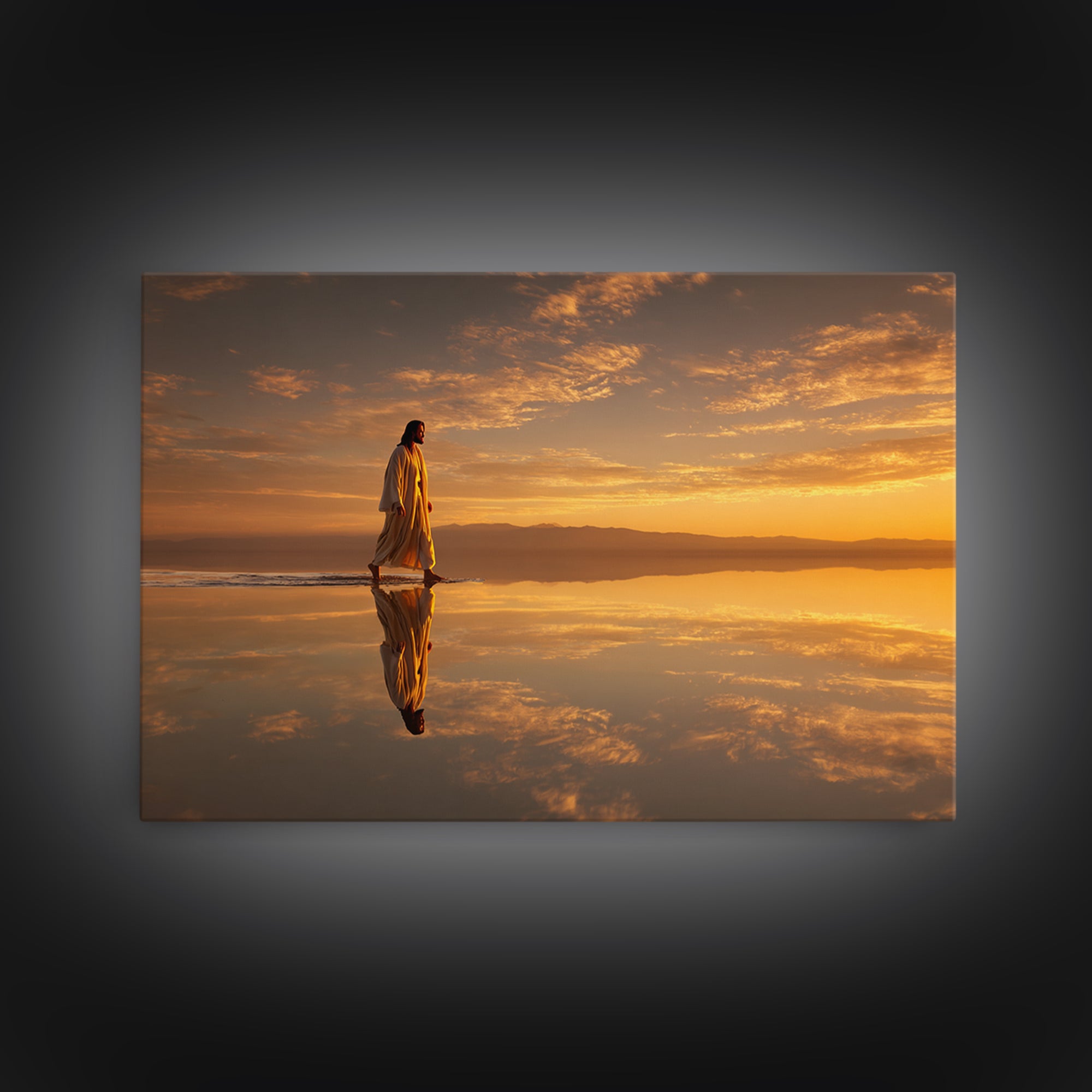 Golden Path Grace – Framed Canvas Print – Jesus Painting – Christian Art Canvas – Christian Wall Art – Modern Christian Painting – Christma
