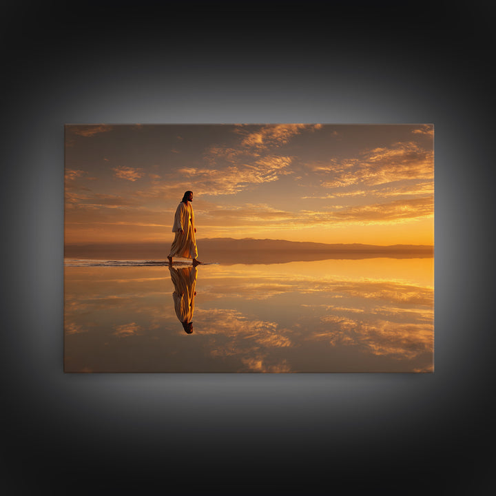 Golden Path Grace – Framed Canvas Print – Jesus Painting – Christian Art Canvas – Christian Wall Art – Modern Christian Painting – Christma