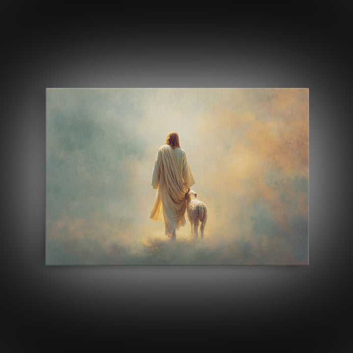 Light Of The Shepherd, Framed Canvas Print, Jesus Painting, Christian Art Canvas, Christian Wall Art, Modern Christian Art, Christian Chris
