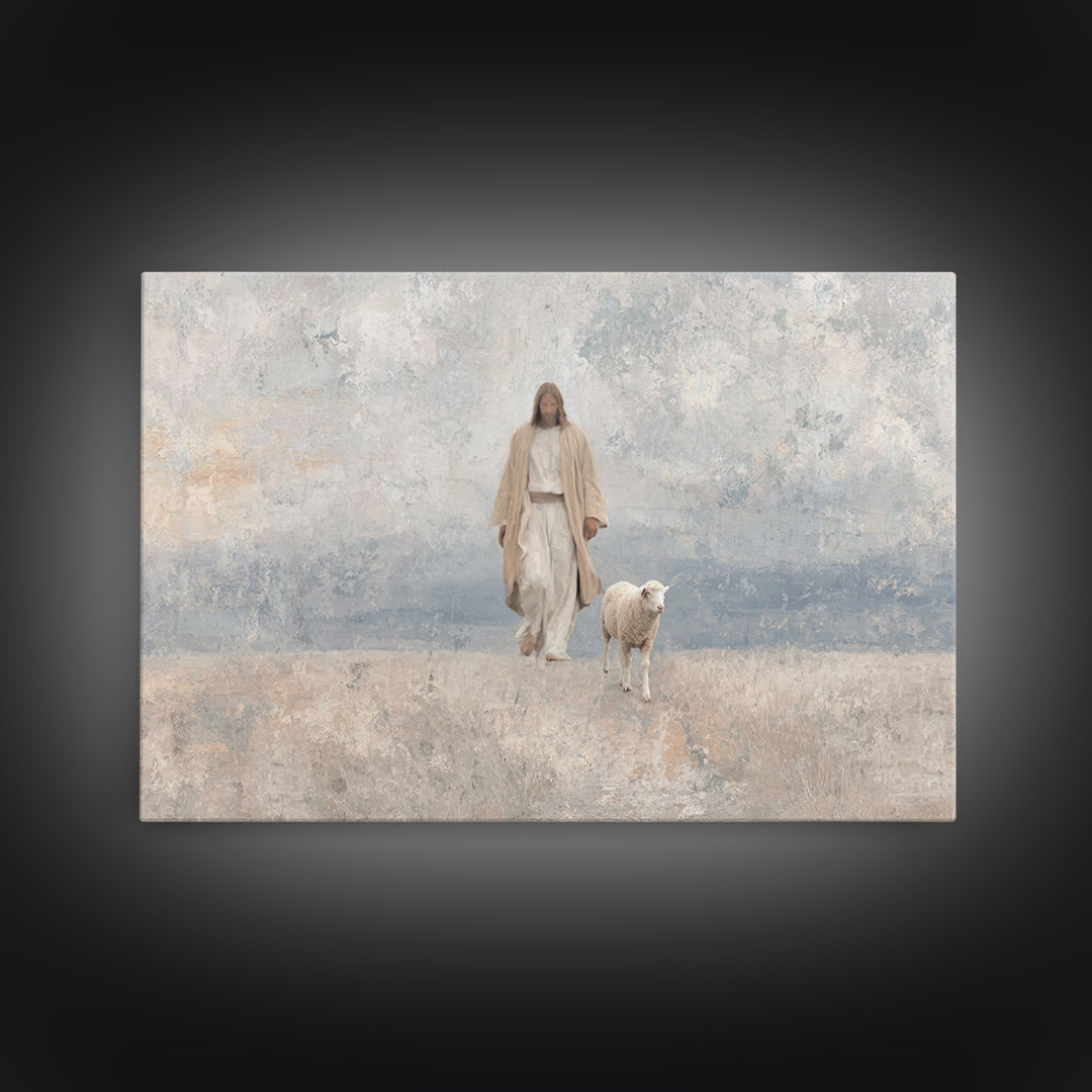 Meadow Grace – Framed Canvas Print – Christian Wall Art – Jesus Painting – Christian Art Canvas – Subtle Christian Art – Christian Gift Ide