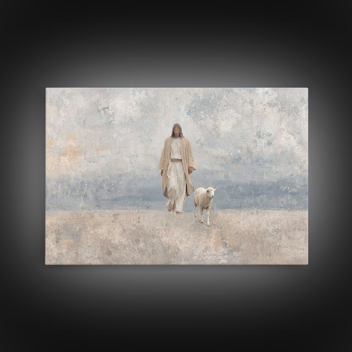 Meadow Grace – Framed Canvas Print – Christian Wall Art – Jesus Painting – Christian Art Canvas – Subtle Christian Art – Christian Gift Ide