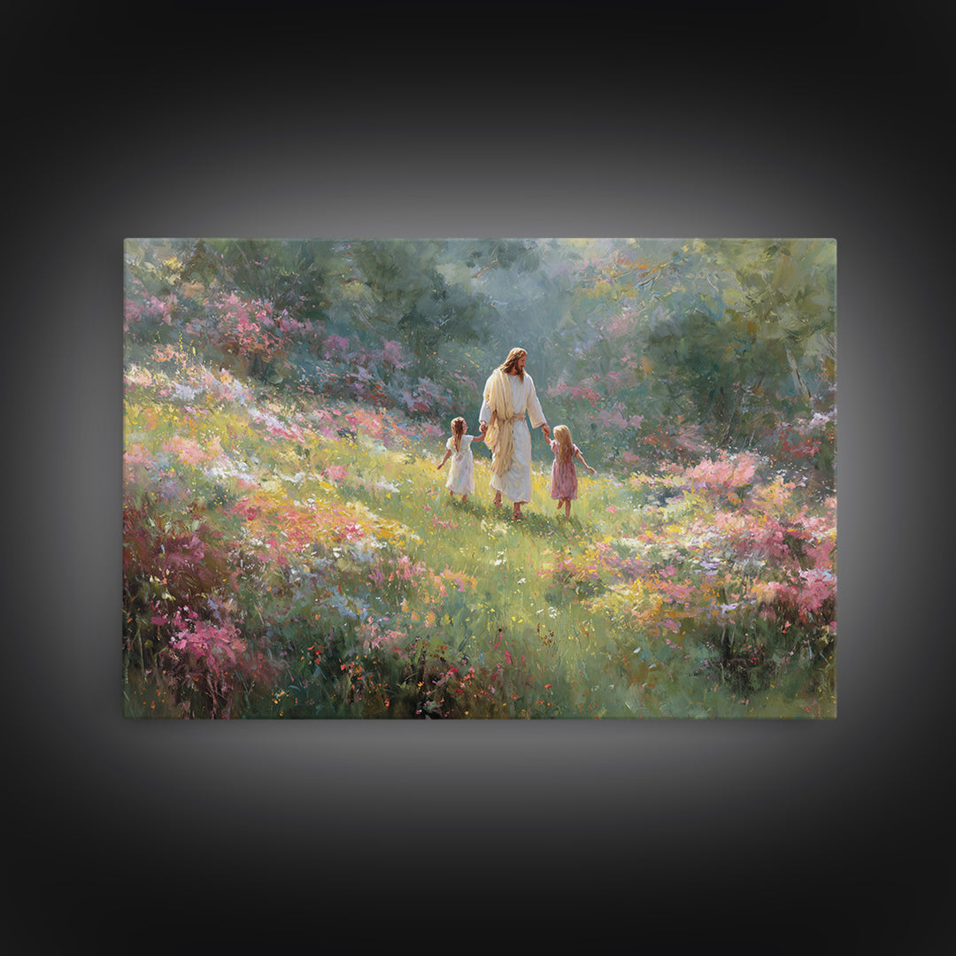 Blossoms Of Joy – Framed Canvas Print – Jesus Painting – Christian Art Canvas – Christian Wall Art – Large Christian Art – Christian Art Wo