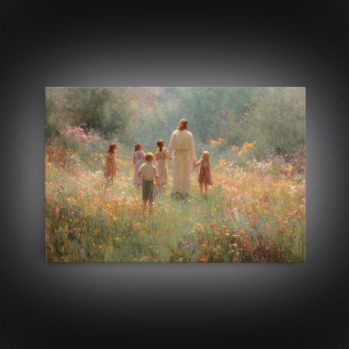 Children Of Light, Framed Canvas Print, Christian Art Canvas, Jesus Painting, Modern Christian Art, Christian Wall Art, Christian Christmas