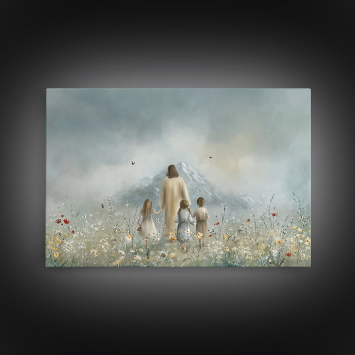 Fields Of Mercy – Framed Canvas Print – Christian Wall Art – Jesus Painting – Christian Art Canvas – Pastoral Scenery – Christian Gift