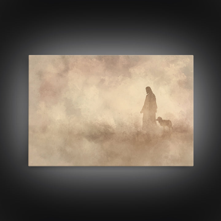 Silent Grace – Framed Canvas Print – Jesus Painting – Christian Art Print – Christian Wall Art – Subtle Christian Art – Christmas Art