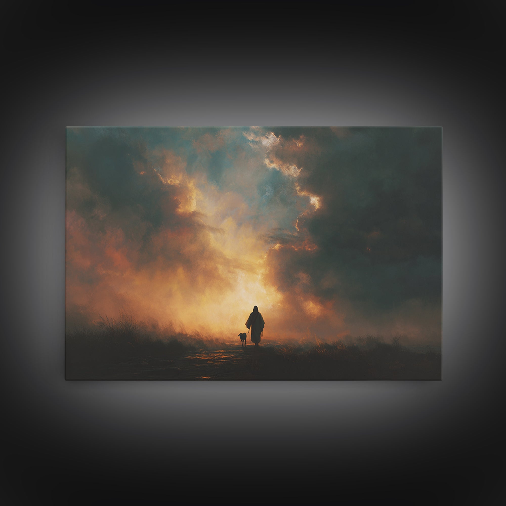 Still Waters Path | Framed Canvas Print | Christian Art Work | Jesus Painting | Subtle Christian Paintings | Christian Wall Art | Christian