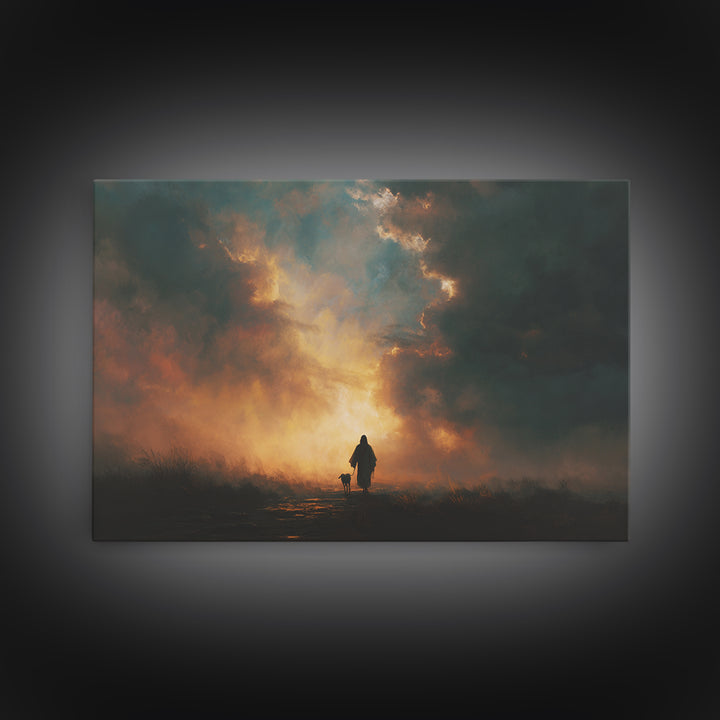Still Waters Path | Framed Canvas Print | Christian Art Work | Jesus Painting | Subtle Christian Paintings | Christian Wall Art | Christian