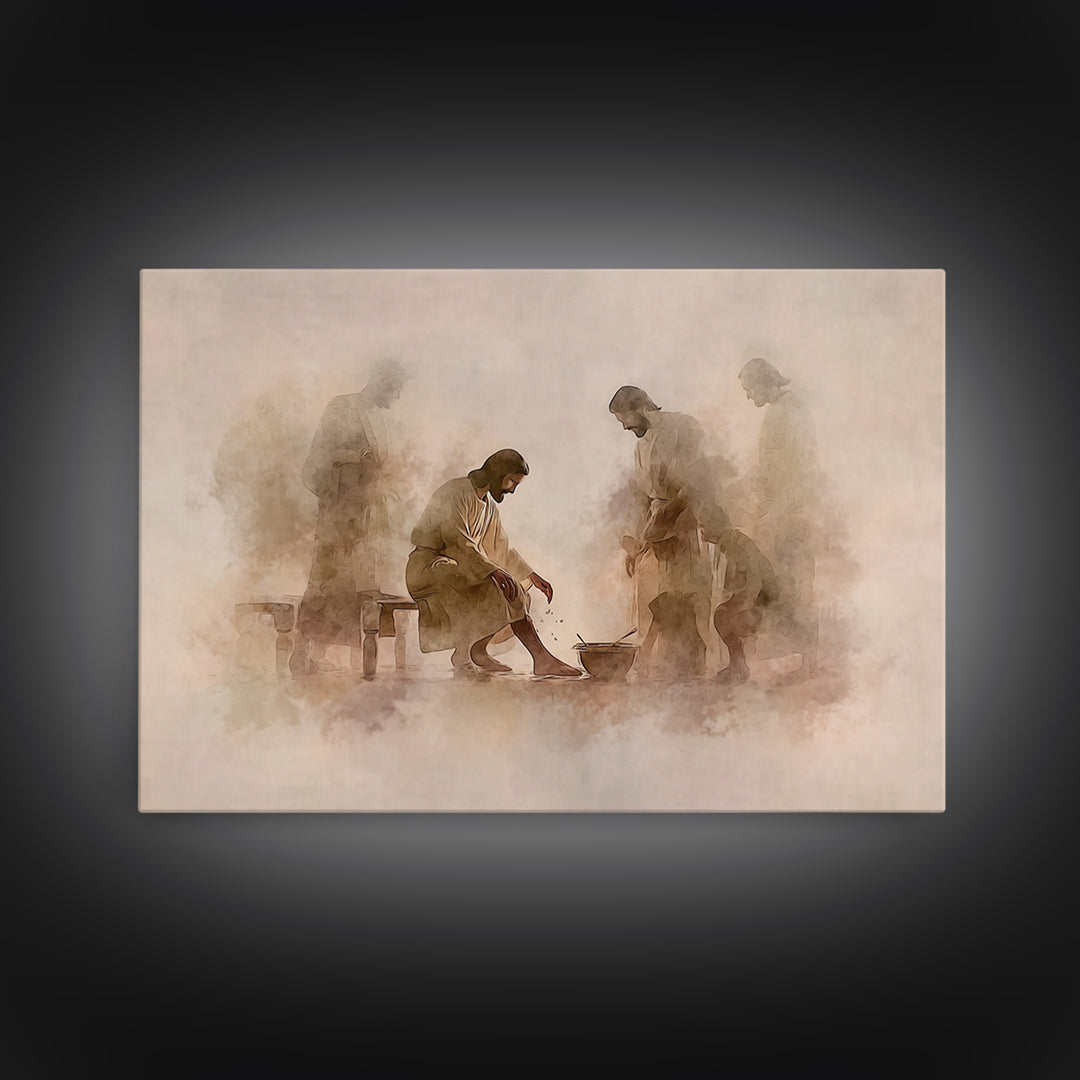 Humble Devotion | Framed Canvas Print | Christian Wall Art | Jesus Painting | Christian Art Canvas | Modern Christian Art | Christian Gift