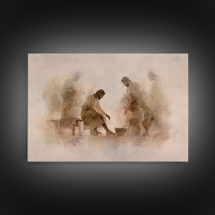 Humble Devotion | Framed Canvas Print | Christian Wall Art | Jesus Painting | Christian Art Canvas | Modern Christian Art | Christian Gift