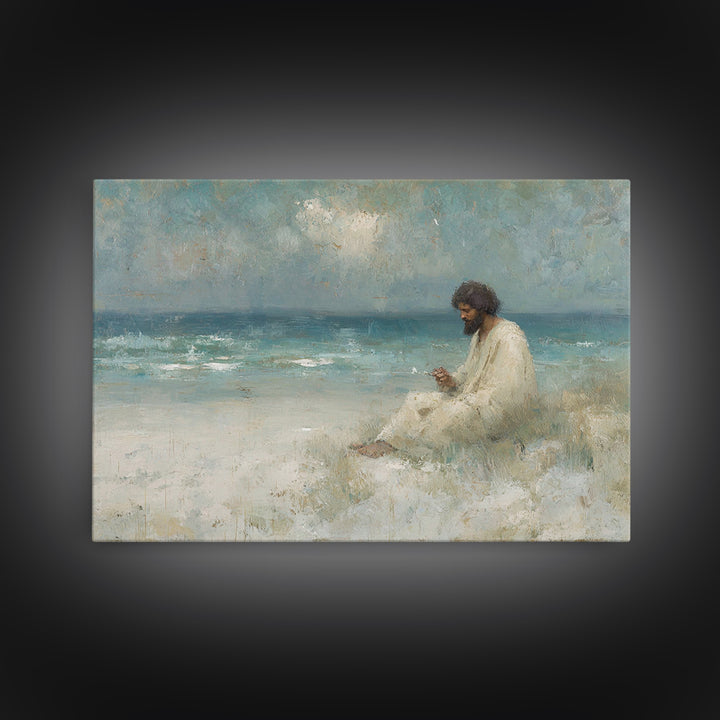 Desert Solitude, Framed Canvas Print, Christian Art Canvas, Jesus Art Print, Moody Christian Art, Christian Wall Art, Christian Decorations