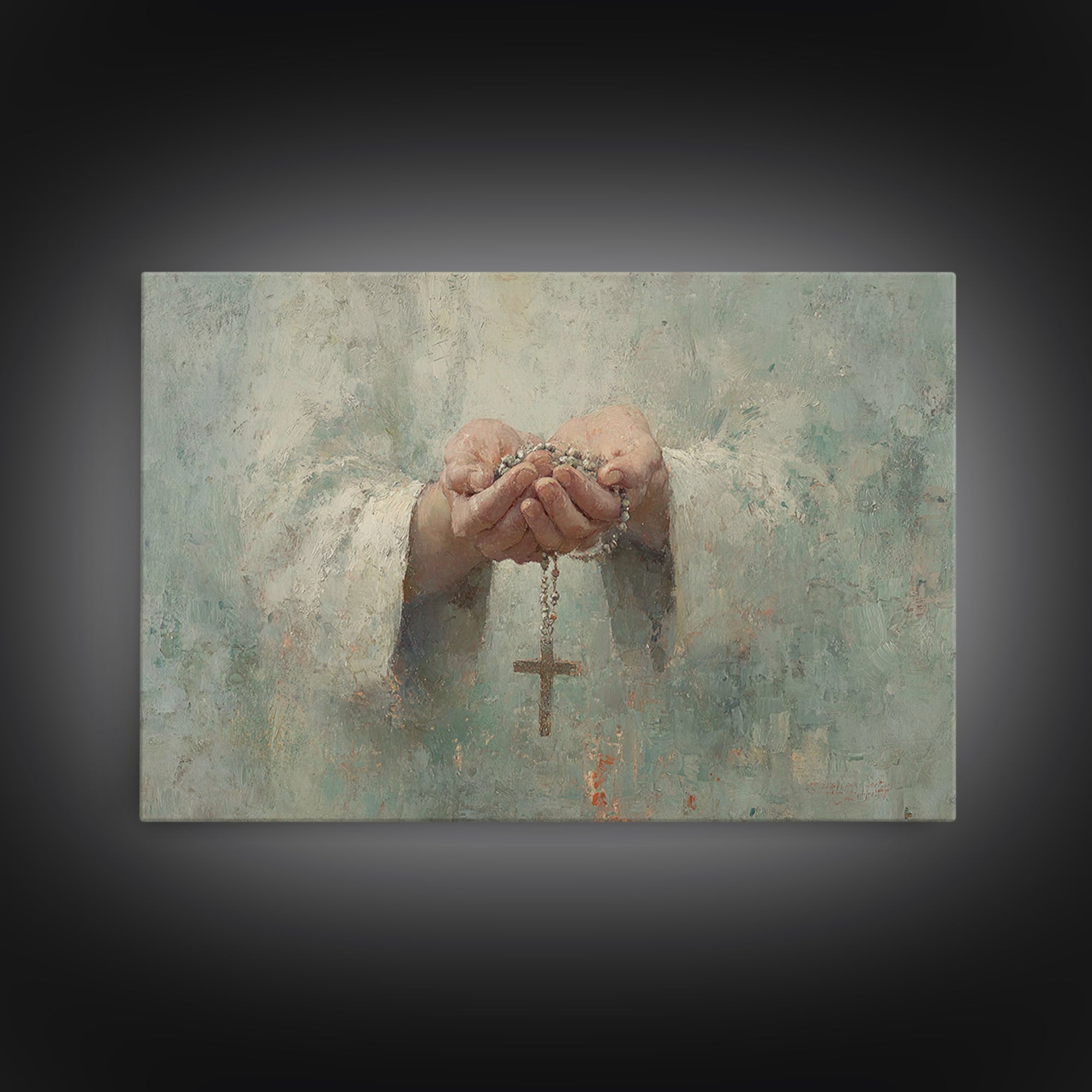 Prayerful Grace – Framed Canvas Print – Christian Art Canvas – Christian Wall Art – Christian Painting – Christian Art Work – Subtle Christ
