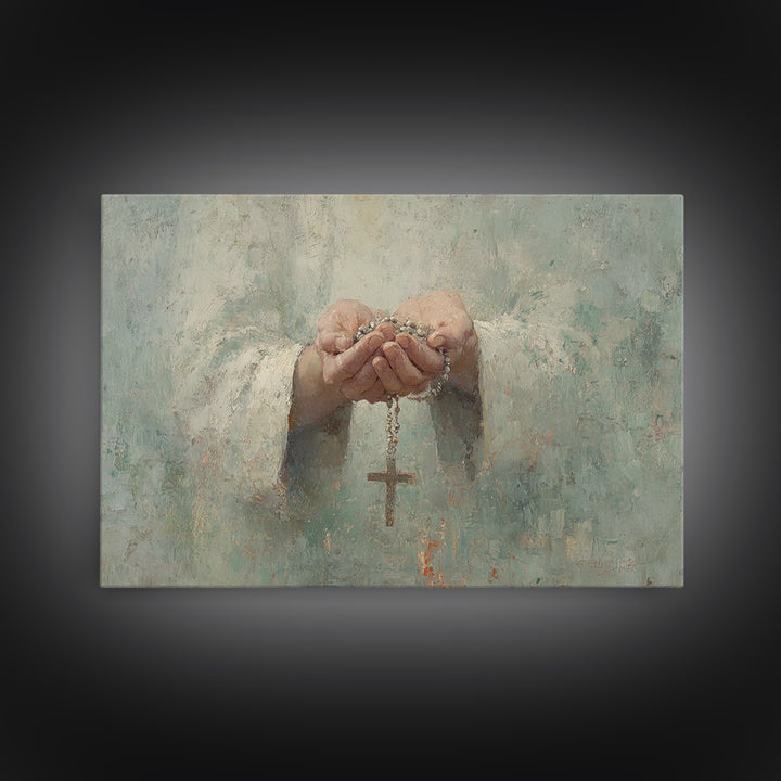 Prayerful Grace – Framed Canvas Print – Christian Art Canvas – Christian Wall Art – Christian Painting – Christian Art Work – Subtle Christ